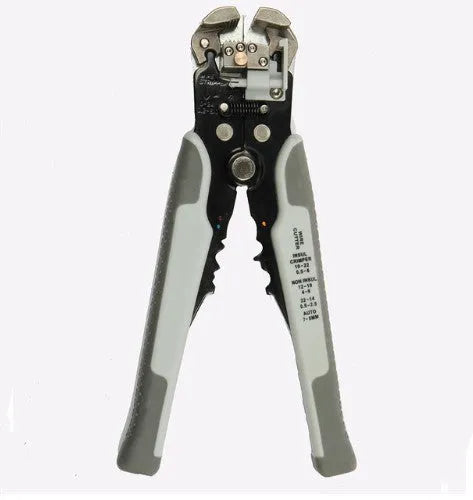 Yellow automatic cable wire stripper crimping plier multitool with metal construction