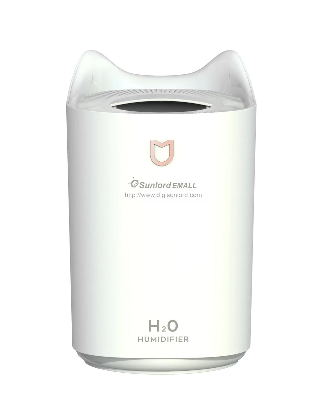 Double spray humidifier with USB cable and three mist outlets in coral pink colour