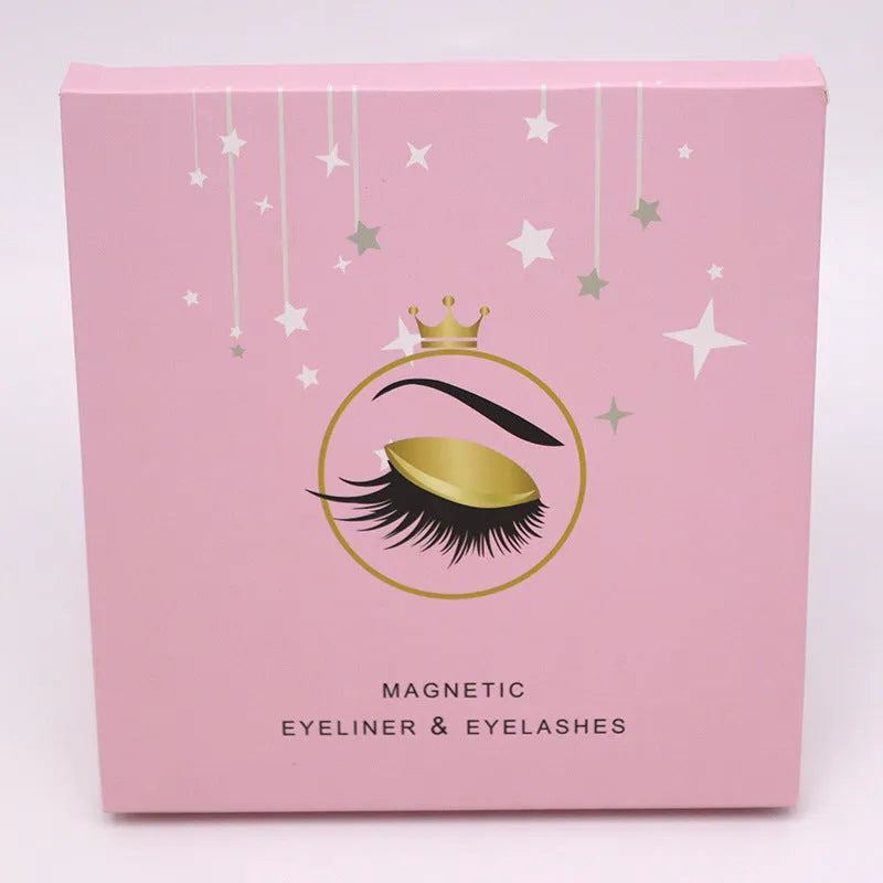 Magnetic eyeliner and false mink eyelash set with waterproof formula and five magnetic points per lash