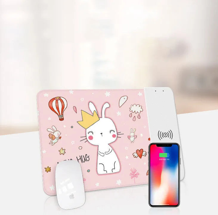 Wireless charging mouse pad with RGB lighting and cartoon design