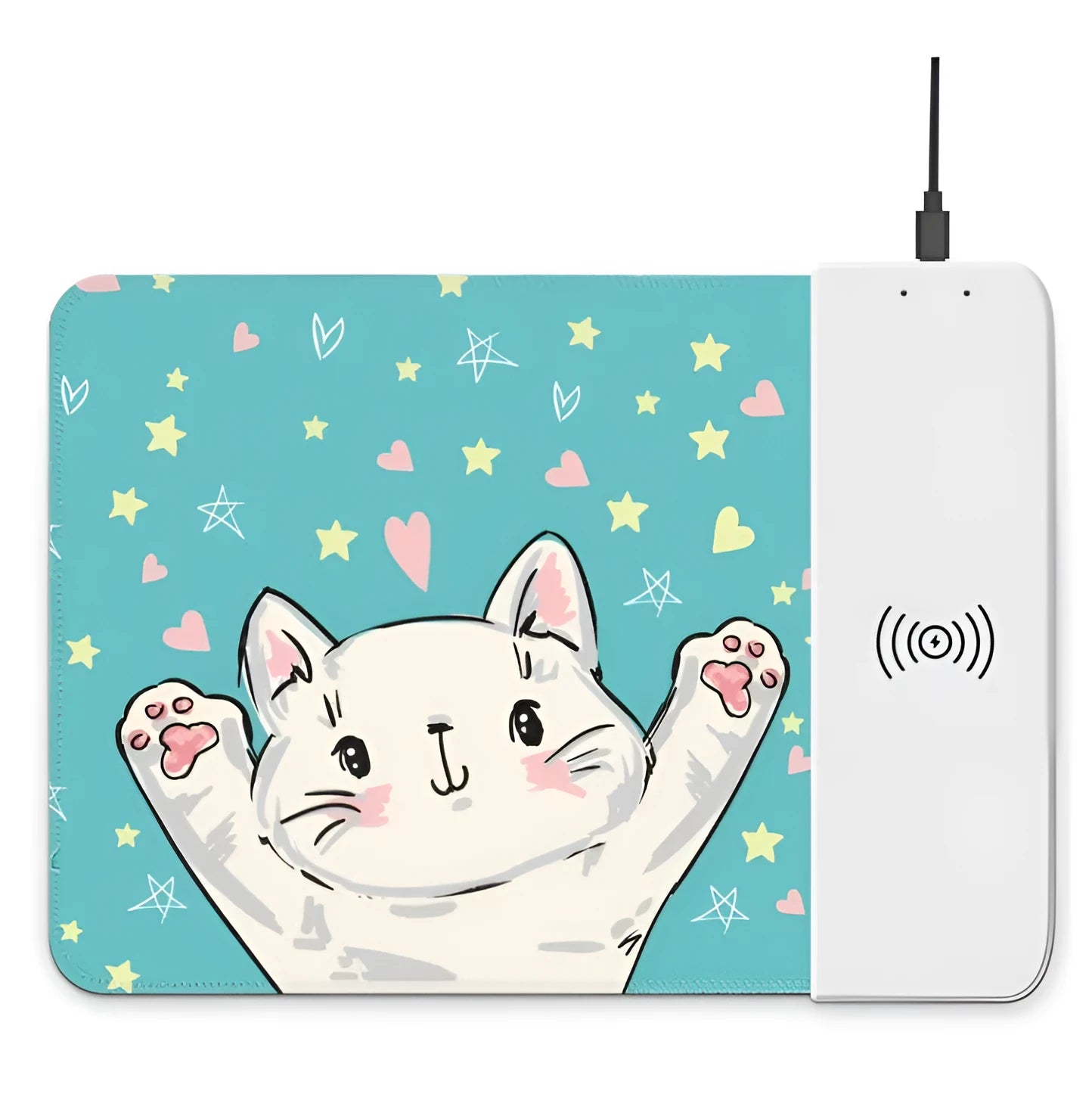 Wireless charging mouse pad with RGB lighting and cartoon design