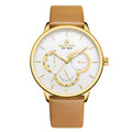 Men's waterproof quartz belt watch with multi-function calendar and 24cm strap in black shell