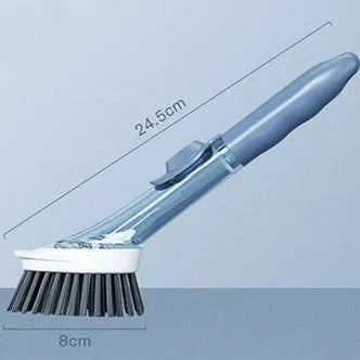 2-in-1 long handle cleaning brush with removable brush head and sponge for kitchen