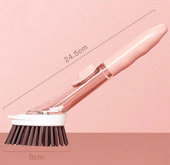 2-in-1 long handle cleaning brush with removable brush head and sponge for kitchen