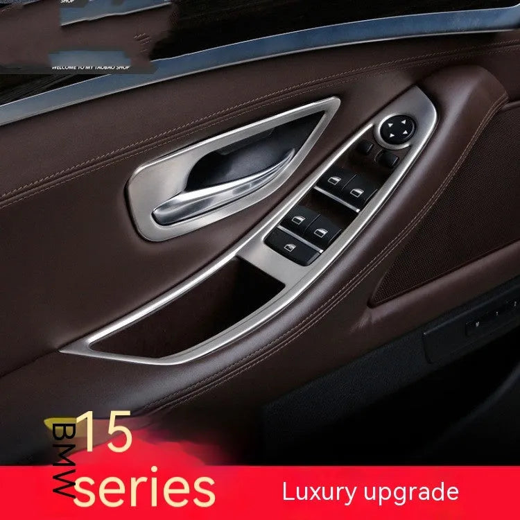 Set of four chrome-finish interior door handle trim pieces for BMW 5 Series