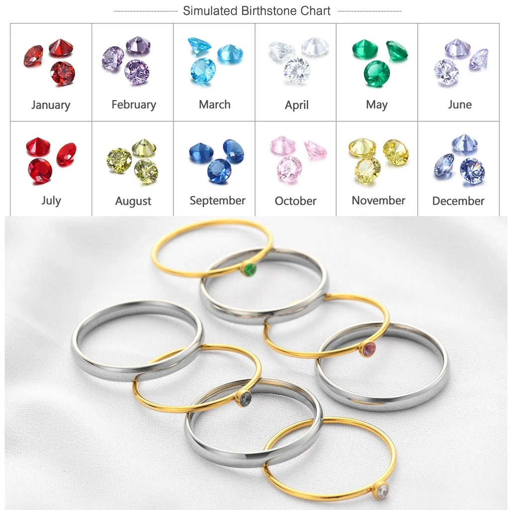 December birthstone engraved titanium steel ring with geometric superimposed design.