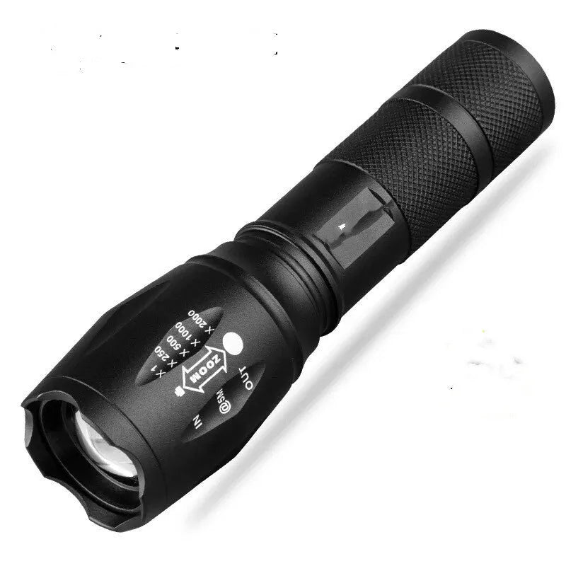 Shustar LED flashlight black 10W rechargeable torch camping light on table
