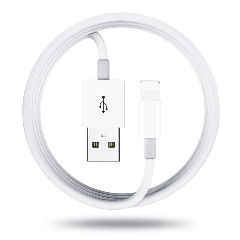 White 1m USB to 8PIN data cable compatible with Apple iPhone for fast charging