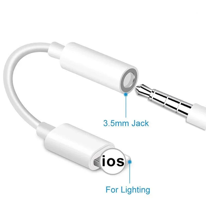 White pop-up Bluetooth 3.5mm audio adapter for Apple iPhone 7 8 X with TPE cable