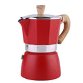 Aluminium Italian mocha coffee pot set with long handle, black finish, 300ml capacity, stovetop use