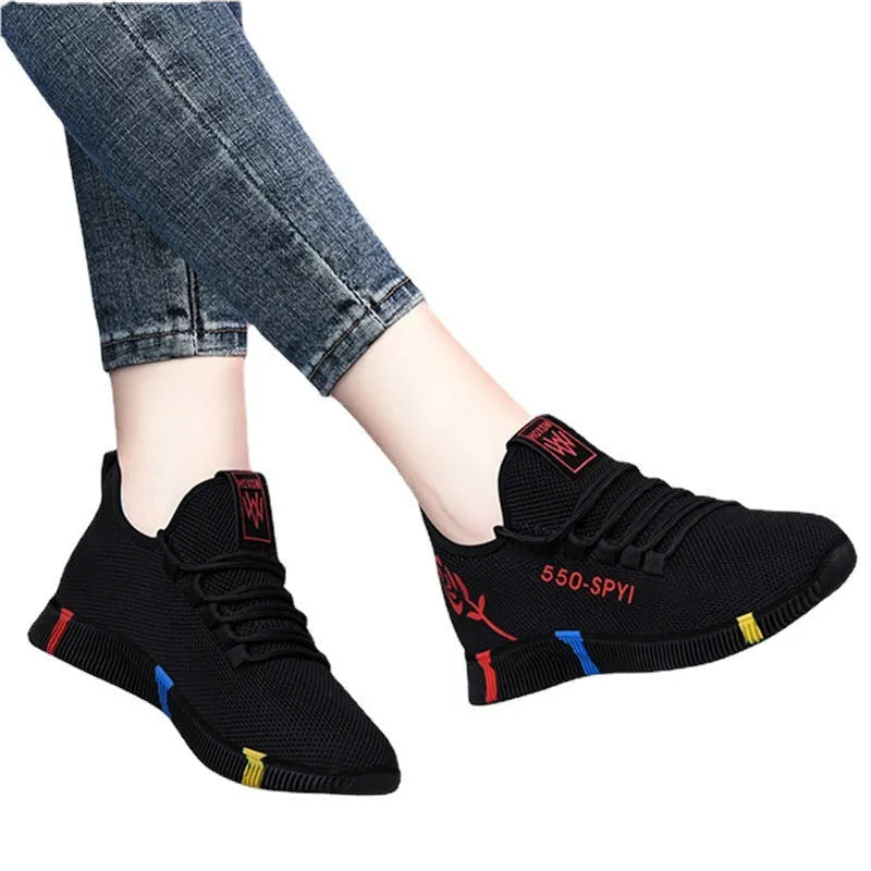 Old Beijing cloth women's walking shoes, soft-soled, flat heel, rose red, rubber sole
