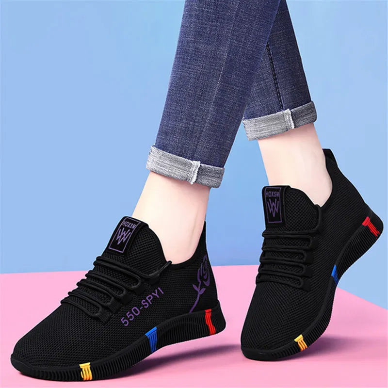 Old Beijing cloth women's walking shoes, soft-soled, flat heel, rose red, rubber sole