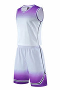 Gradient polyester basketball jersey top in purple and white for children and adults