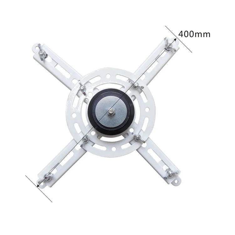 Electric projector ceiling lifting hanger with ultra-thin chassis and wireless remote control on a white background.