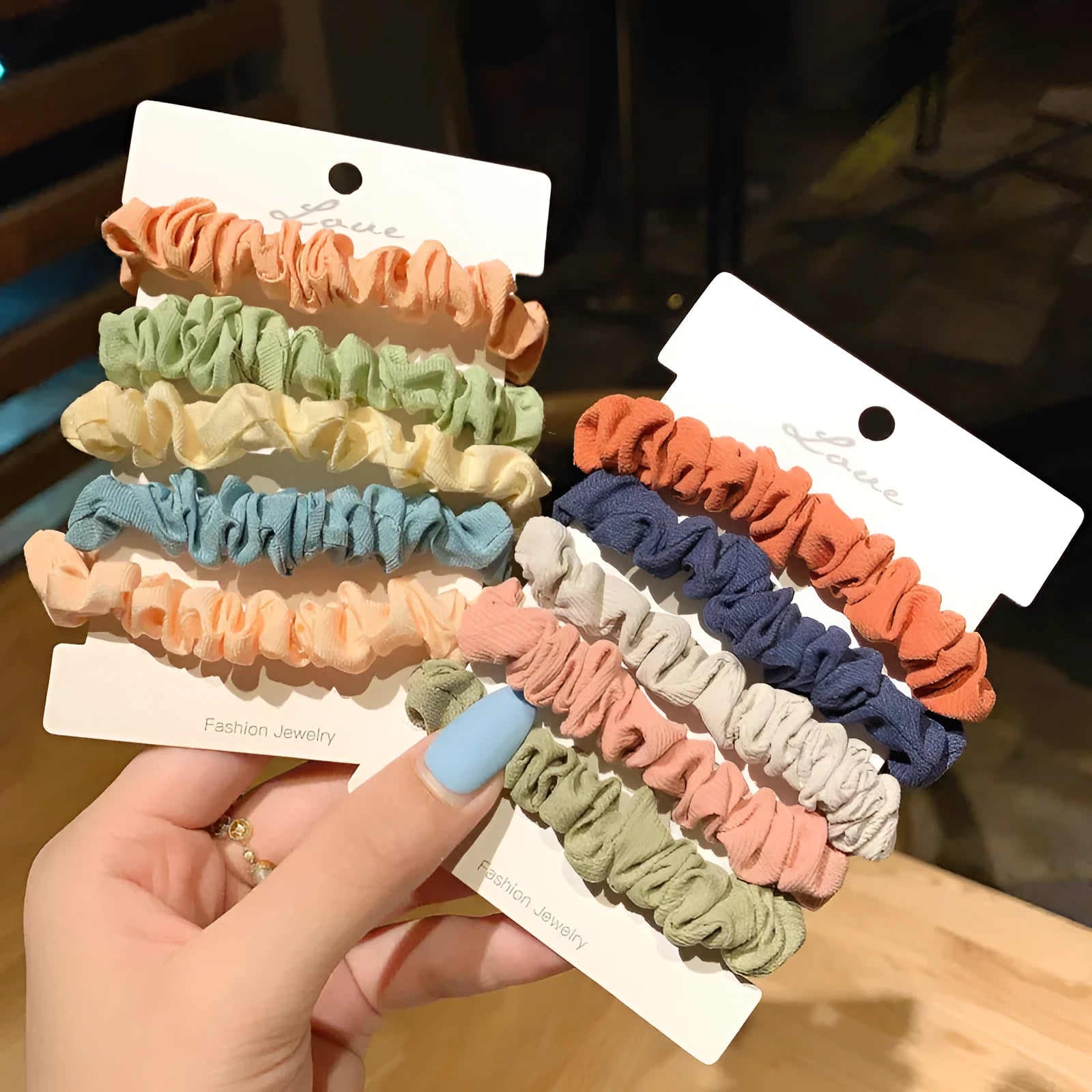 Children's hair accessories set with hair rings and head ropes in autumn colours