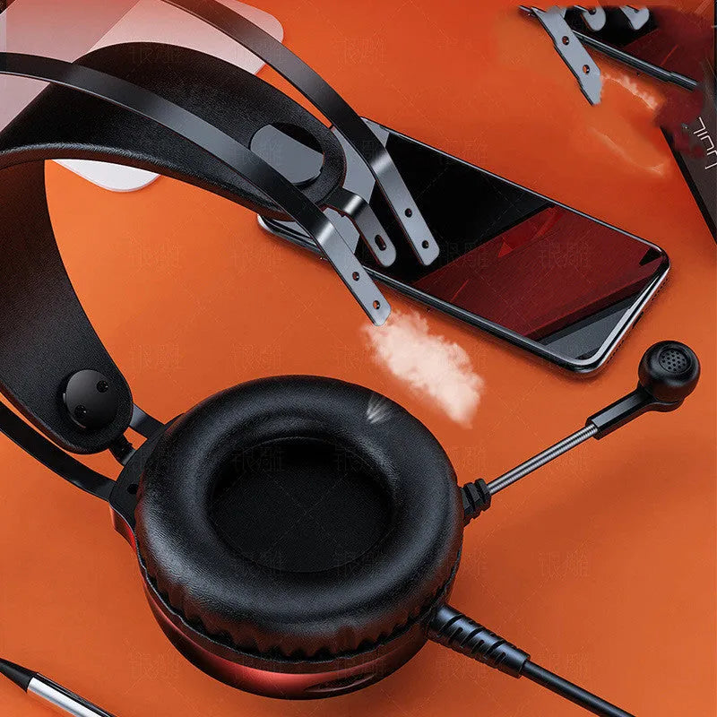 Black or white wired PC computer headset with microphone, 3.5mm plug, and over-ear design with protein earmuffs.