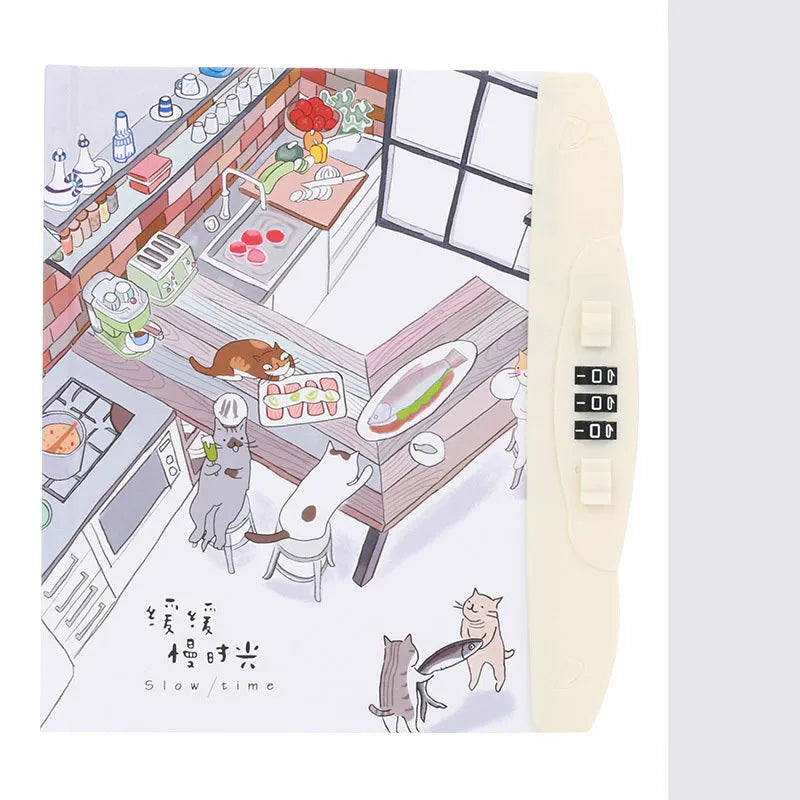 Children's lockable codebook diary with Korean cartoon cover featuring colourful space scene