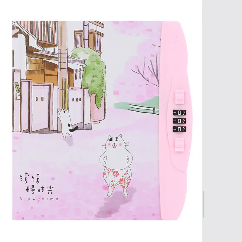 Children's lockable codebook diary with Korean cartoon cover featuring colourful space scene