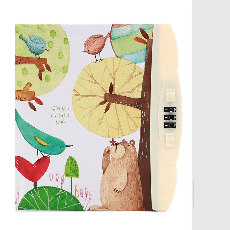 Children's lockable codebook diary with Korean cartoon cover featuring colourful space scene
