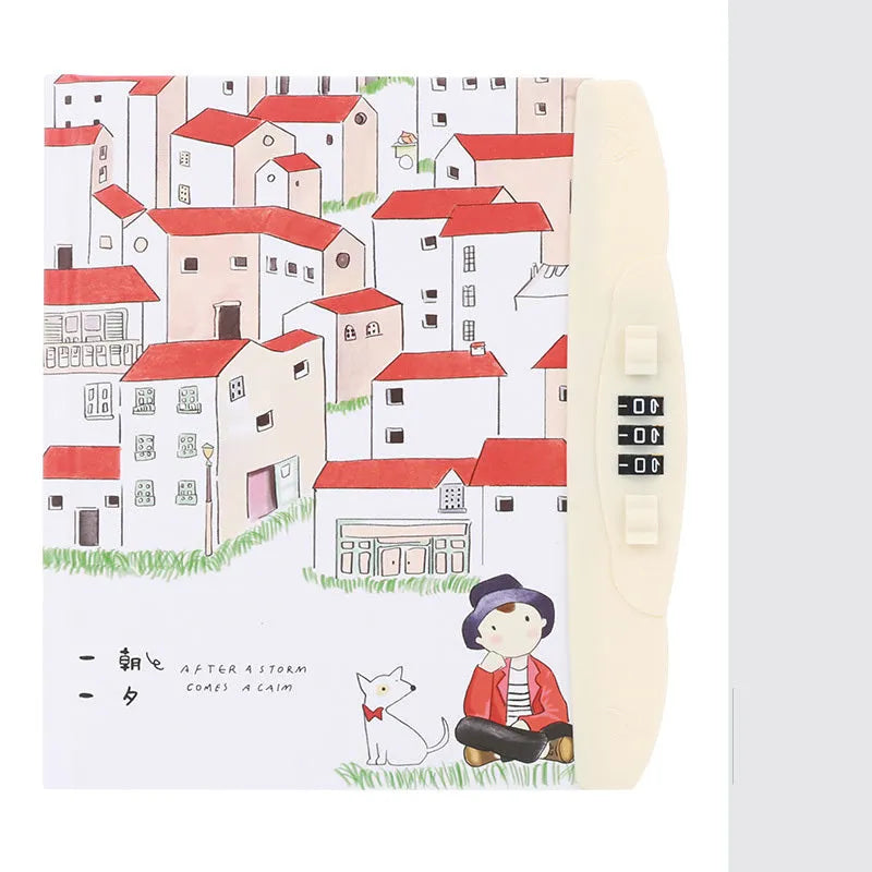 Children's lockable codebook diary with Korean cartoon cover featuring colourful space scene