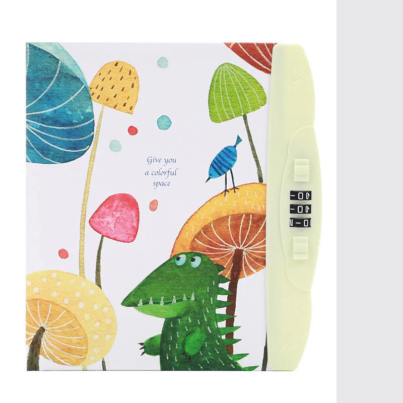 Children's lockable codebook diary with Korean cartoon cover featuring colourful space scene
