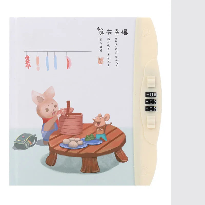 Children's lockable codebook diary with Korean cartoon cover featuring colourful space scene