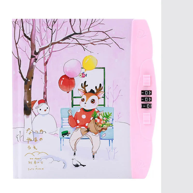 Children's lockable codebook diary with Korean cartoon cover featuring colourful space scene