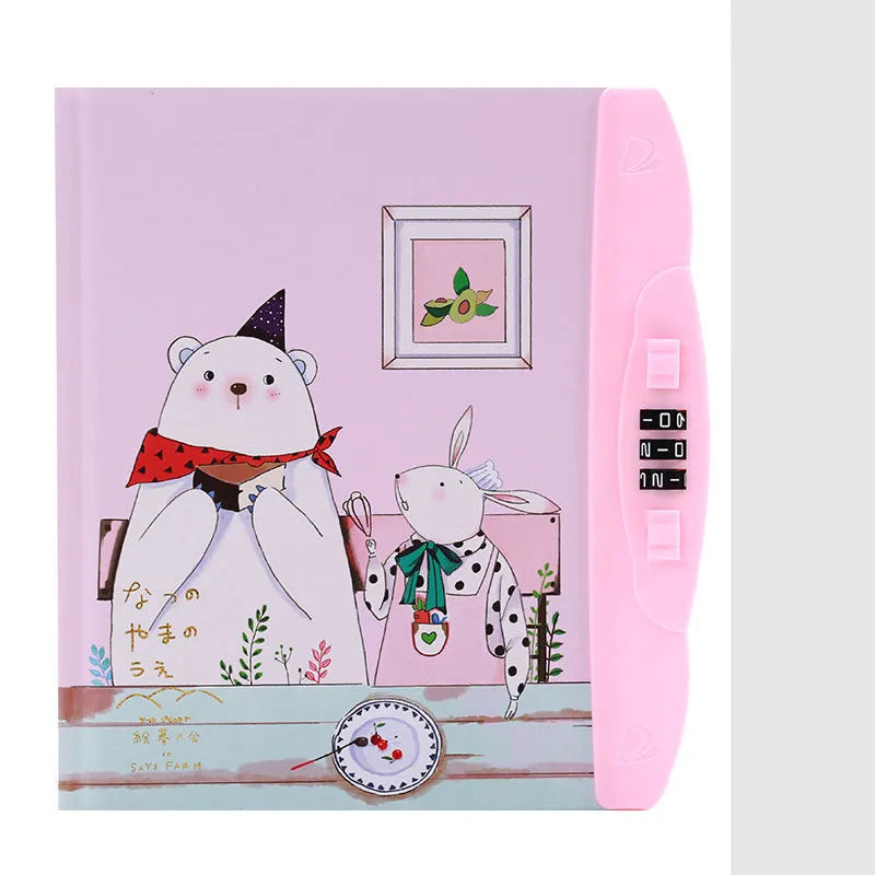 Children's lockable codebook diary with Korean cartoon cover featuring colourful space scene