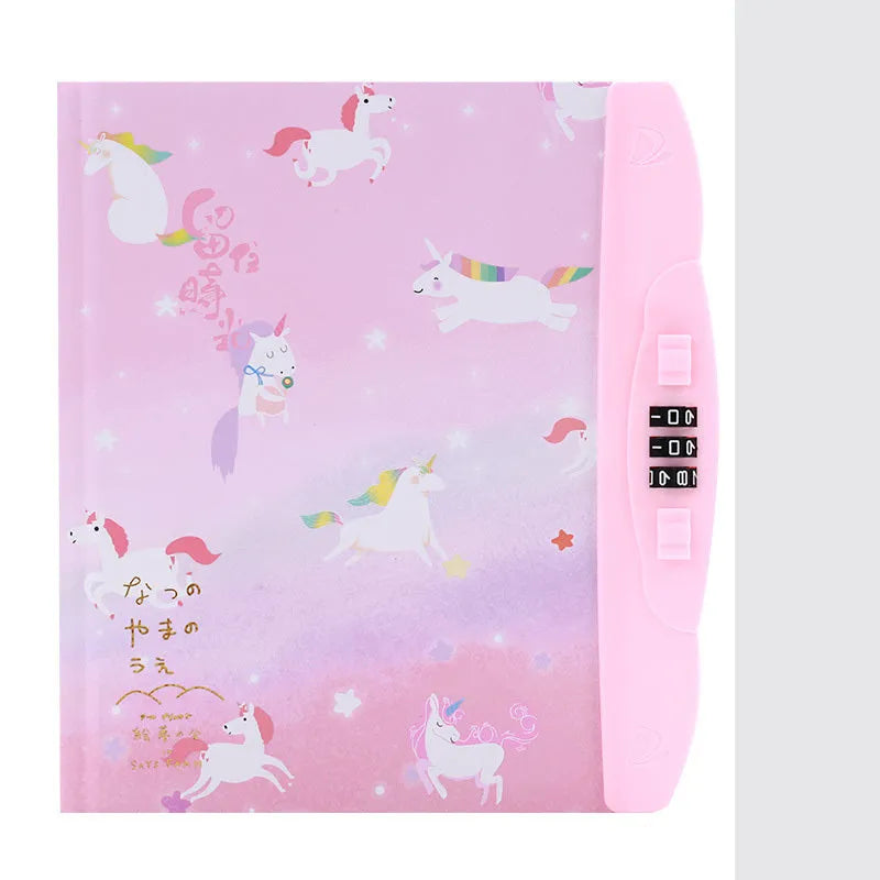 Children's lockable codebook diary with Korean cartoon cover featuring colourful space scene
