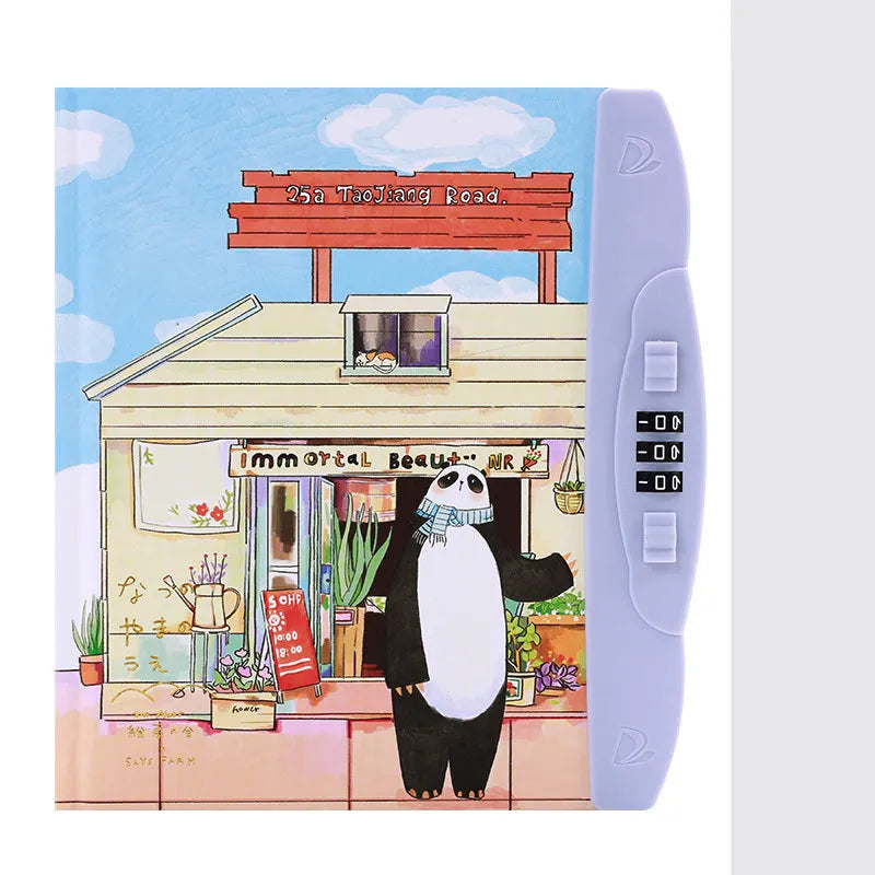 Children's lockable codebook diary with Korean cartoon cover featuring colourful space scene