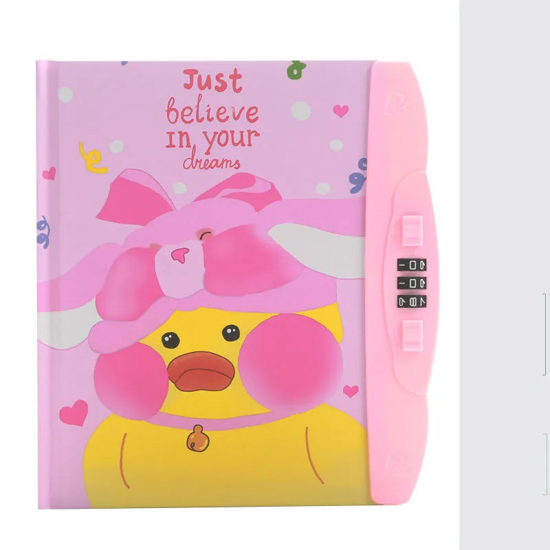 Children's lockable codebook diary with Korean cartoon cover featuring colourful space scene