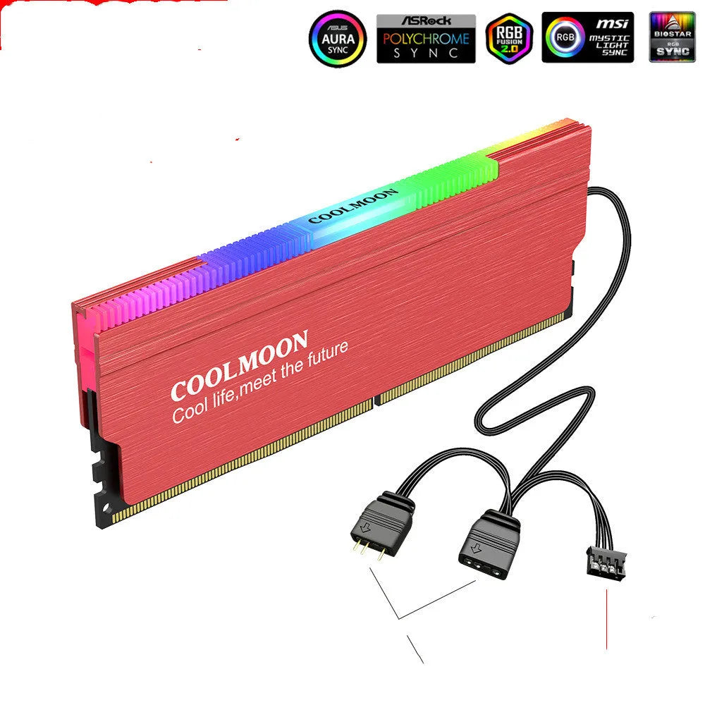 CR-D134S memory module heat sink in grey with ABS and aluminium alloy build and 5V ARGB lighting