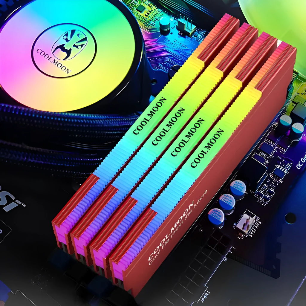 CR-D134S memory module heat sink in grey with ABS and aluminium alloy build and 5V ARGB lighting