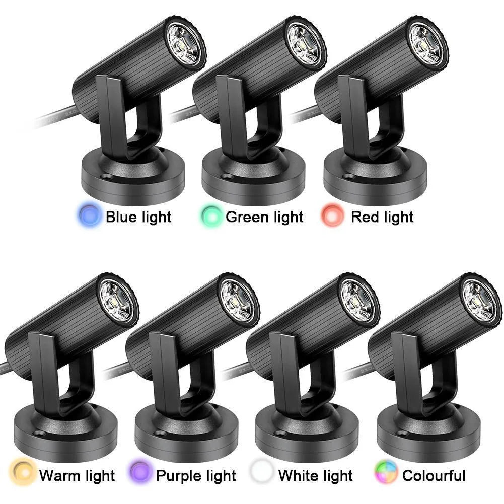 1W LED stage spotlight pinspot in black plastic housing with white light beam