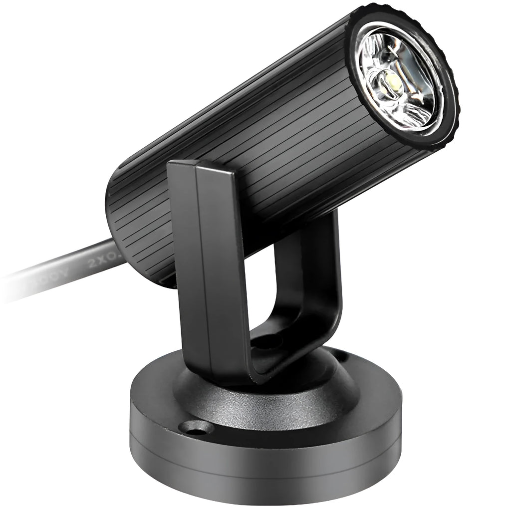 1W LED stage spotlight pinspot in black plastic housing with white light beam