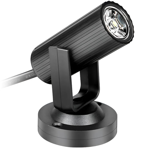1W LED stage spotlight pinspot in black plastic housing with white light beam