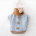 Classic knitted pet sweater for small dogs and cats in pink with twist button design