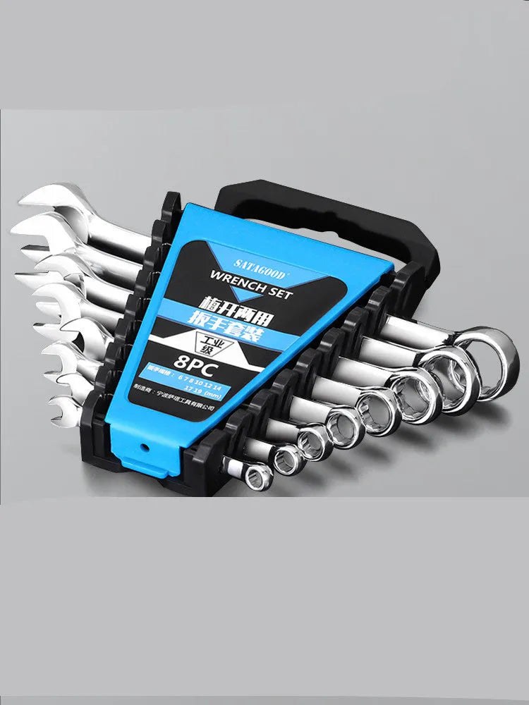 Chrome-vanadium alloy steel double-purpose ratchet combination wrench for auto repair