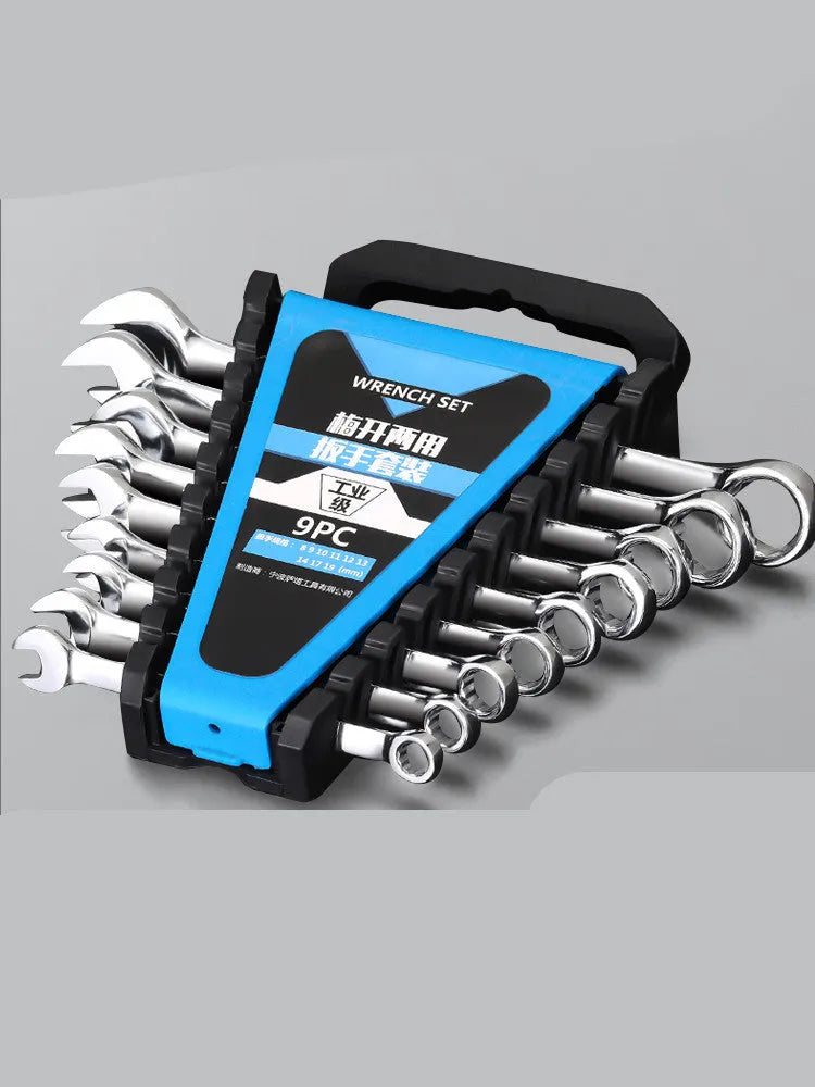Chrome-vanadium alloy steel double-purpose ratchet combination wrench for auto repair