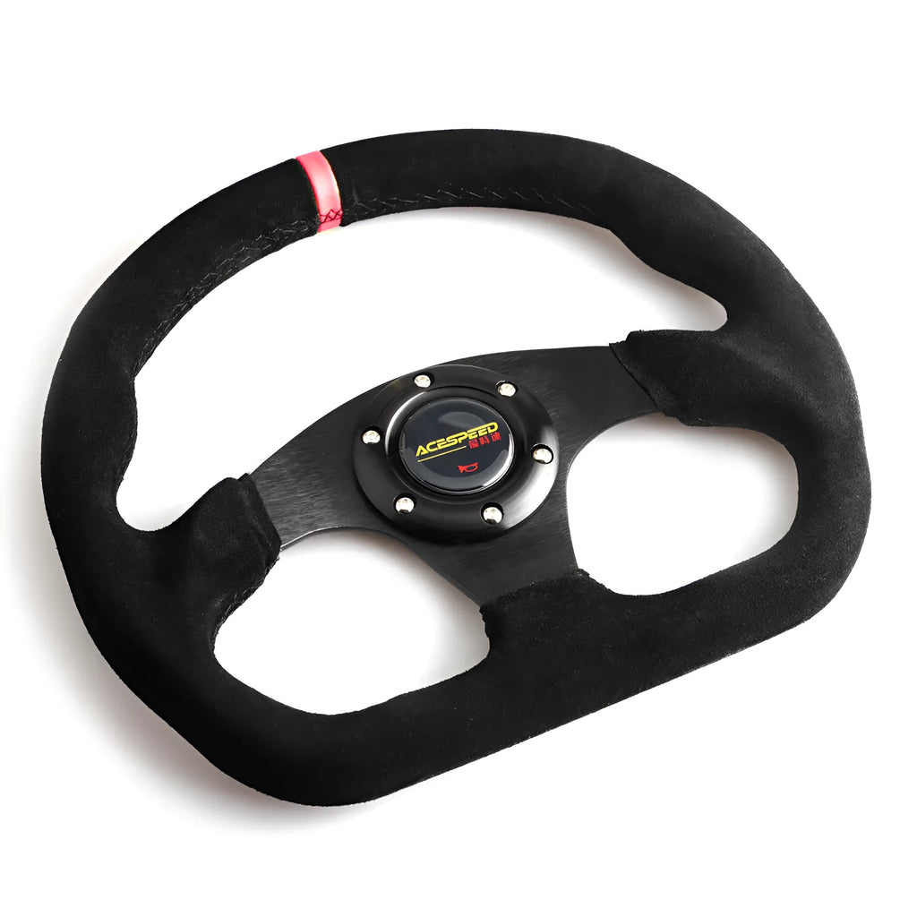 Frosted matte leather racing steering wheel for GM car modification, black with yellow circle