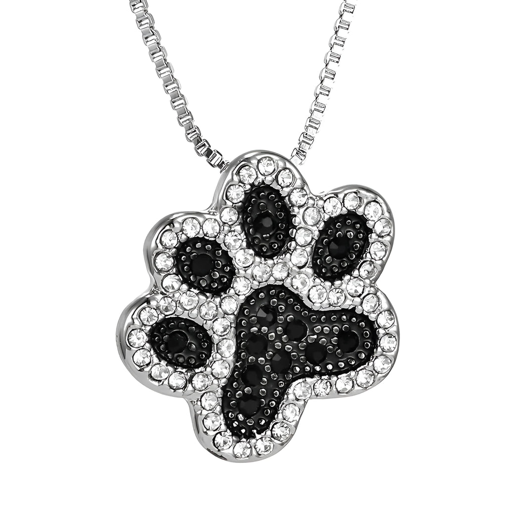 Dog footprint pendant necklace with diamond-encrusted alloy charm in fashion OL style for women