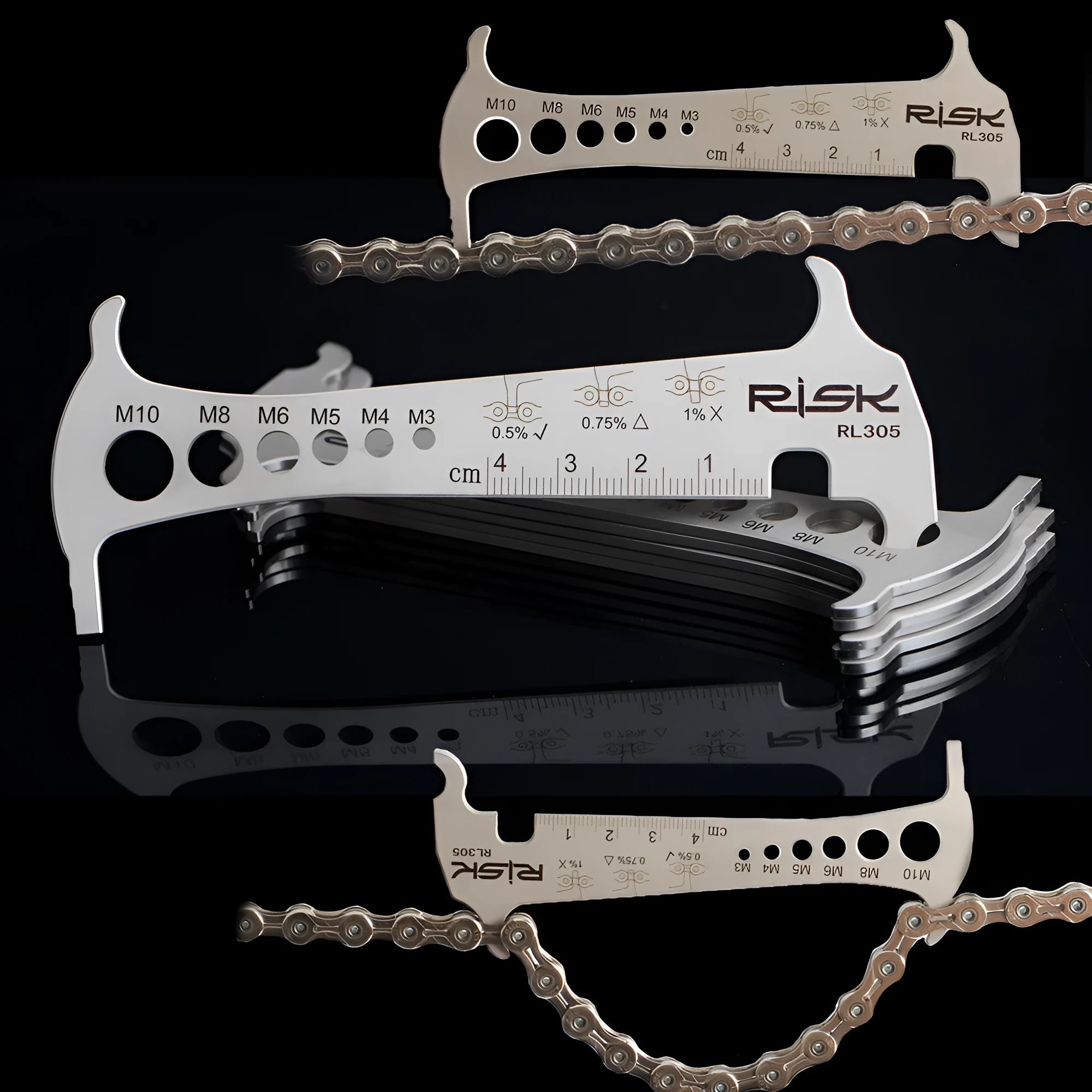 Risk stainless steel go no-go bicycle chain wear checker tool
