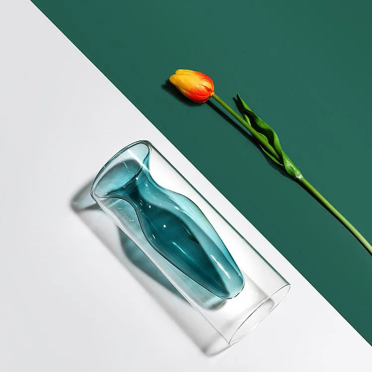 Small colourful transparent glass vase with Nordic ins style for home decoration