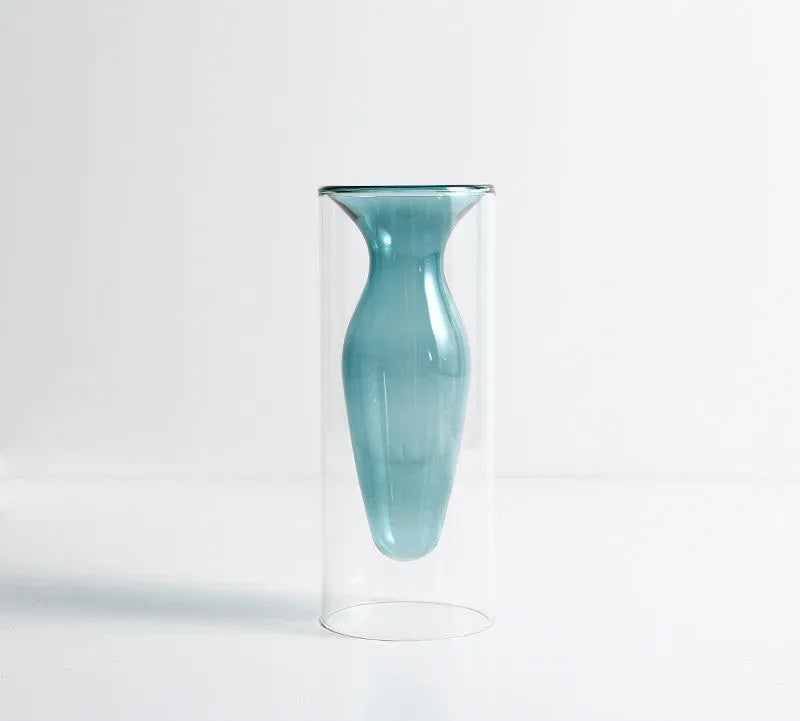 Small colourful transparent glass vase with Nordic ins style for home decoration