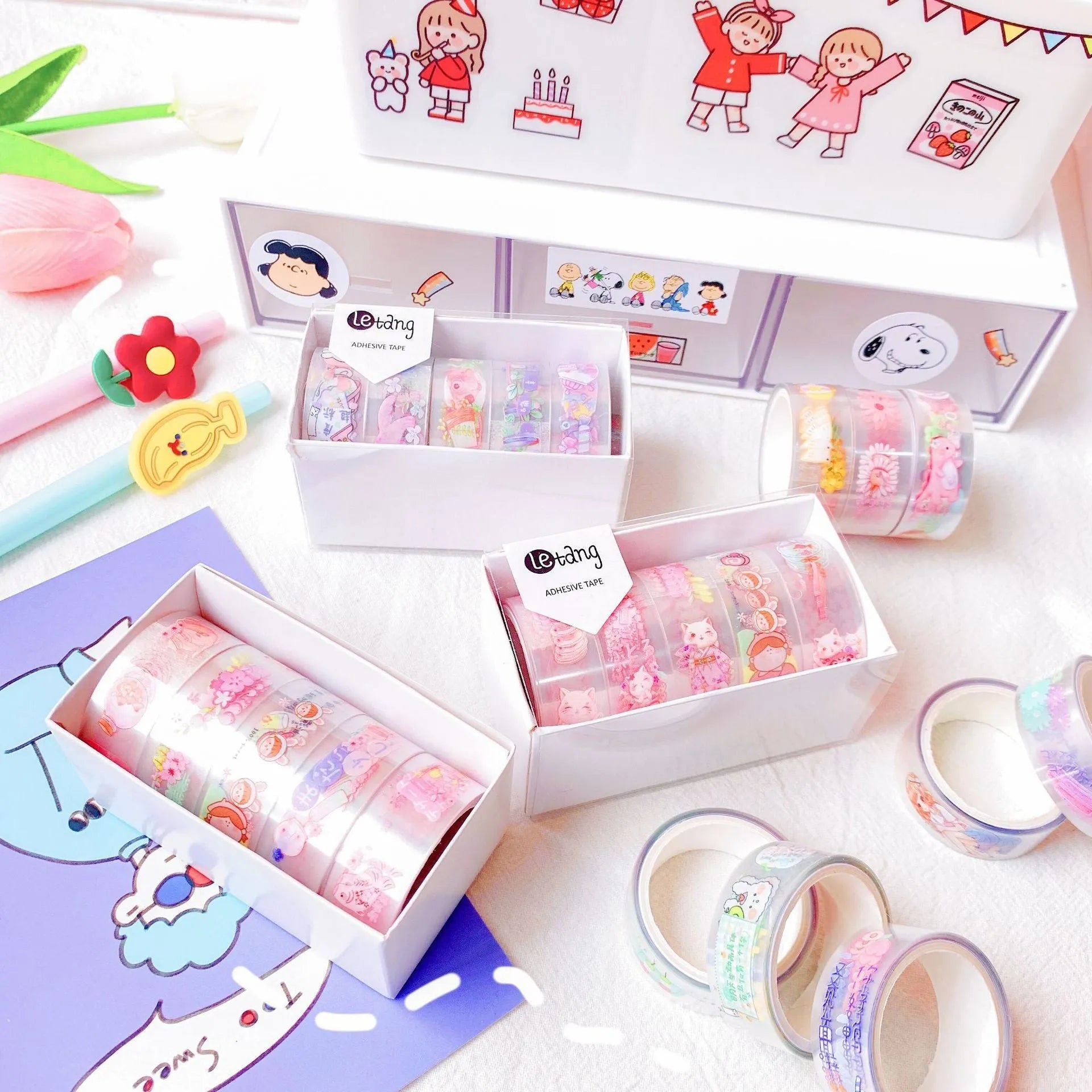 Creative washi paper tape 1.5cm cartoon aesthetic college style DIY decor