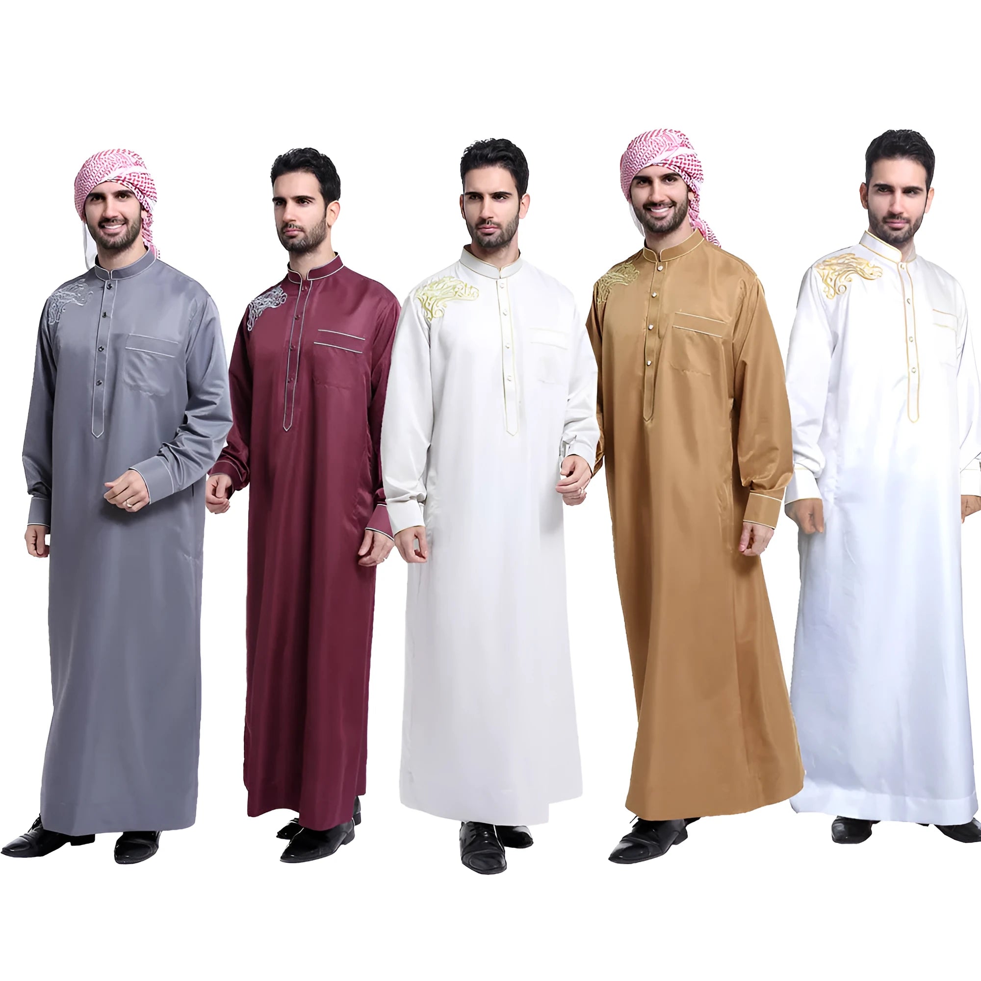Men's cotton-blend Arab robe in white, front view, Asian sizing, daily wear