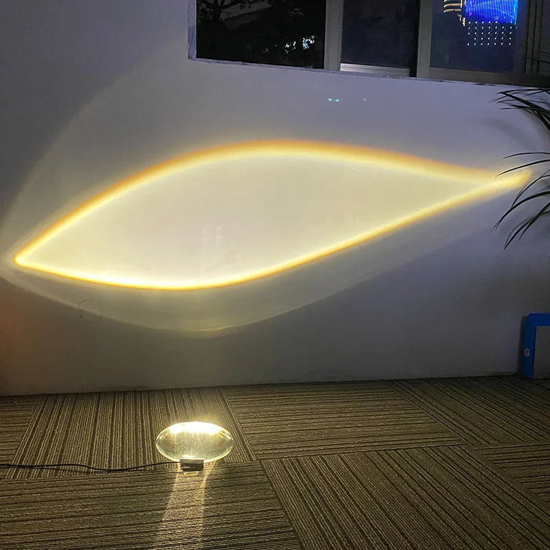 Plug-in projection lamp with crystal shade, warm LED light, 160x90mm, on tabletop