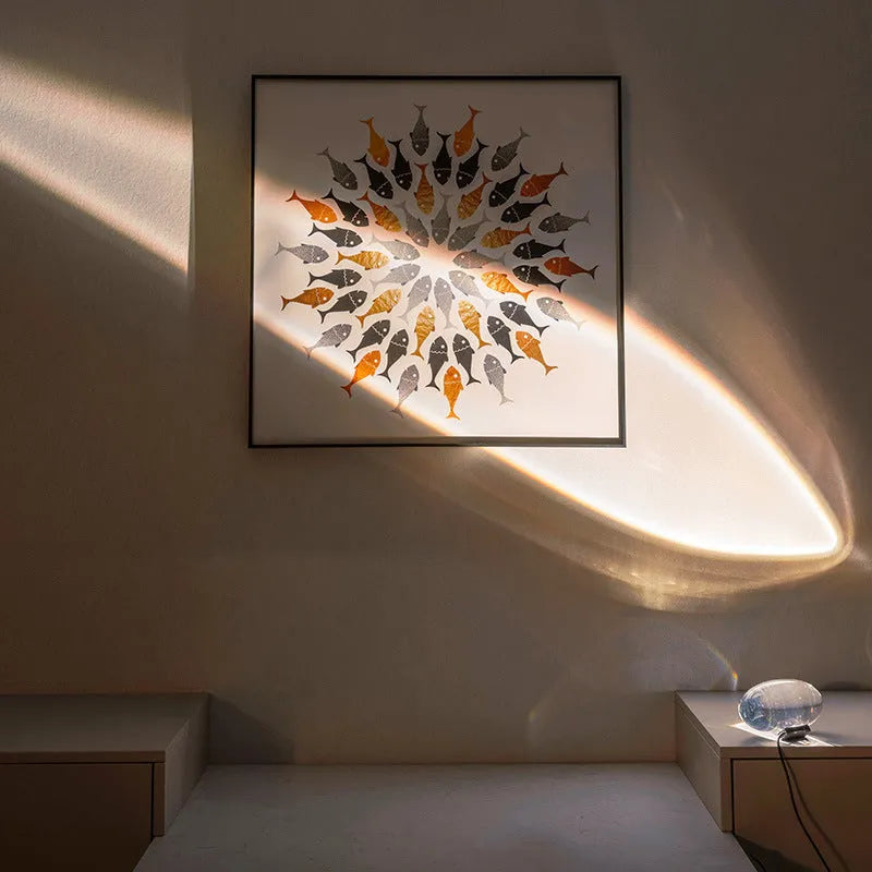 Plug-in projection lamp with crystal shade, warm LED light, 160x90mm, on tabletop