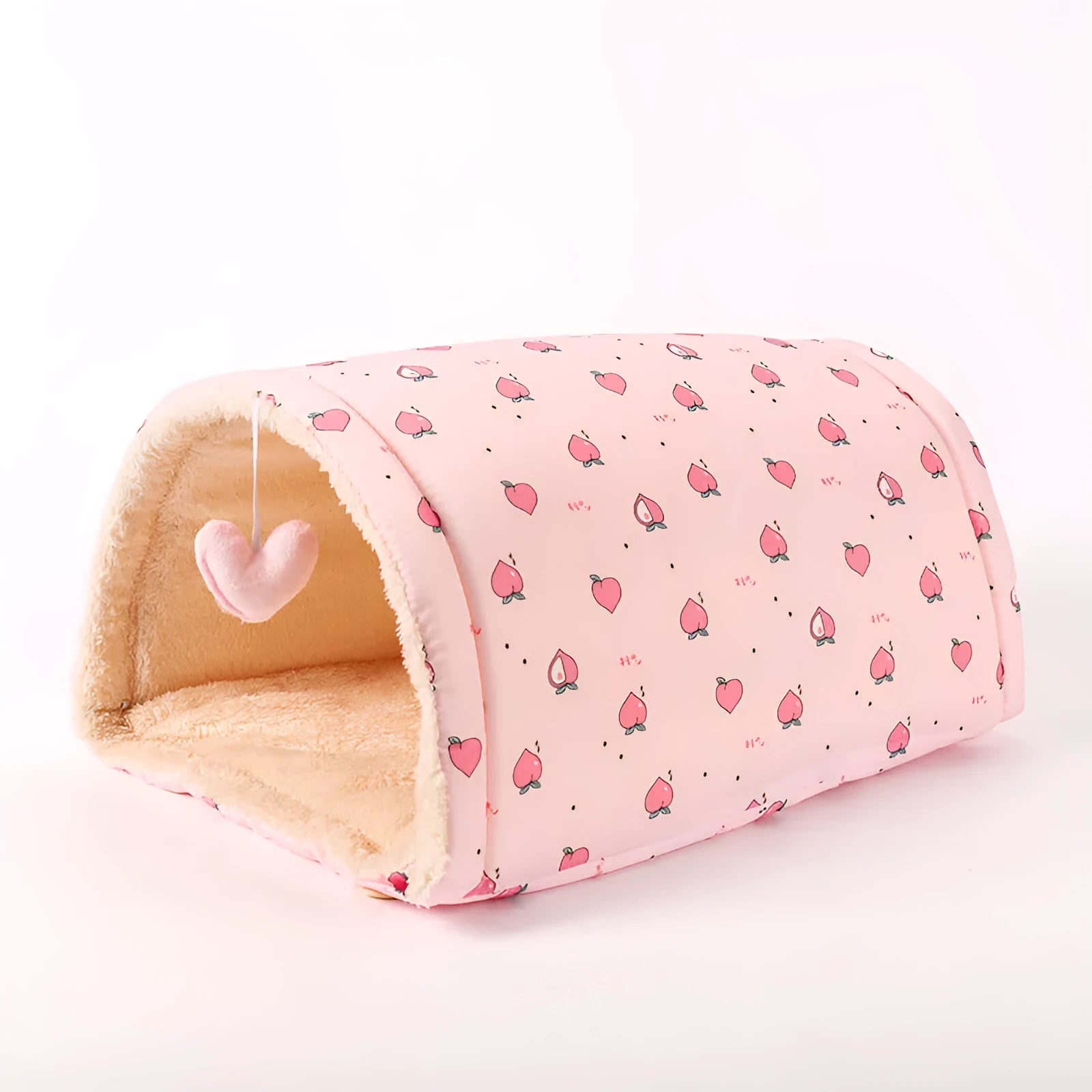 Cloth cat tunnel in pink and yellow, size 20x35x50cm, used as pet nest