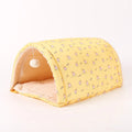 Cloth cat tunnel in pink and yellow, size 20x35x50cm, used as pet nest